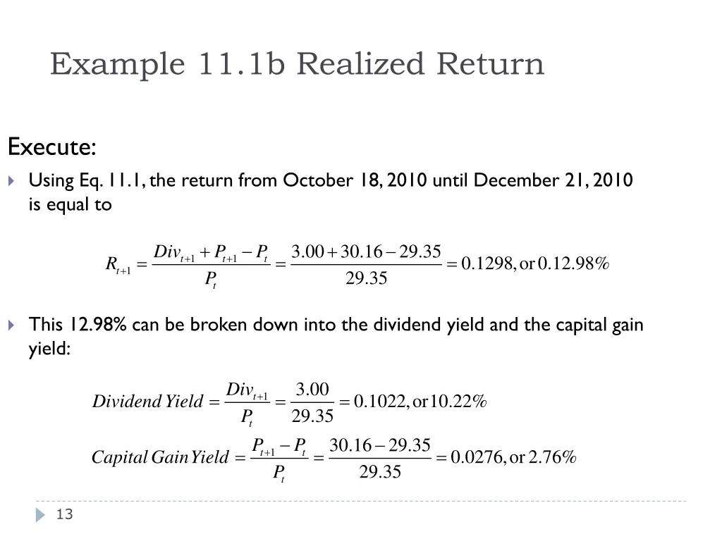 example 11 1b realized return 1