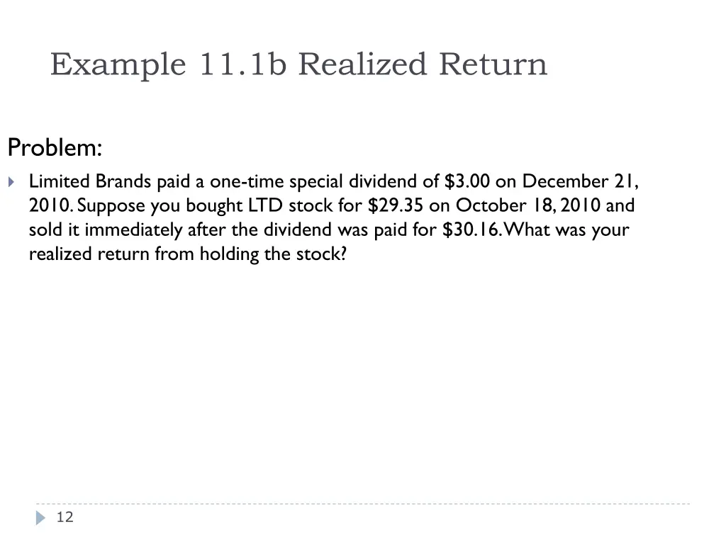 example 11 1b realized return