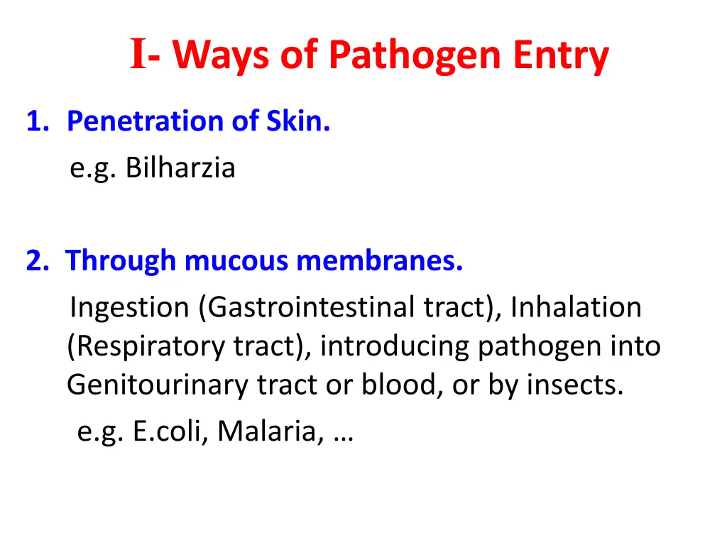 i ways of pathogen entry