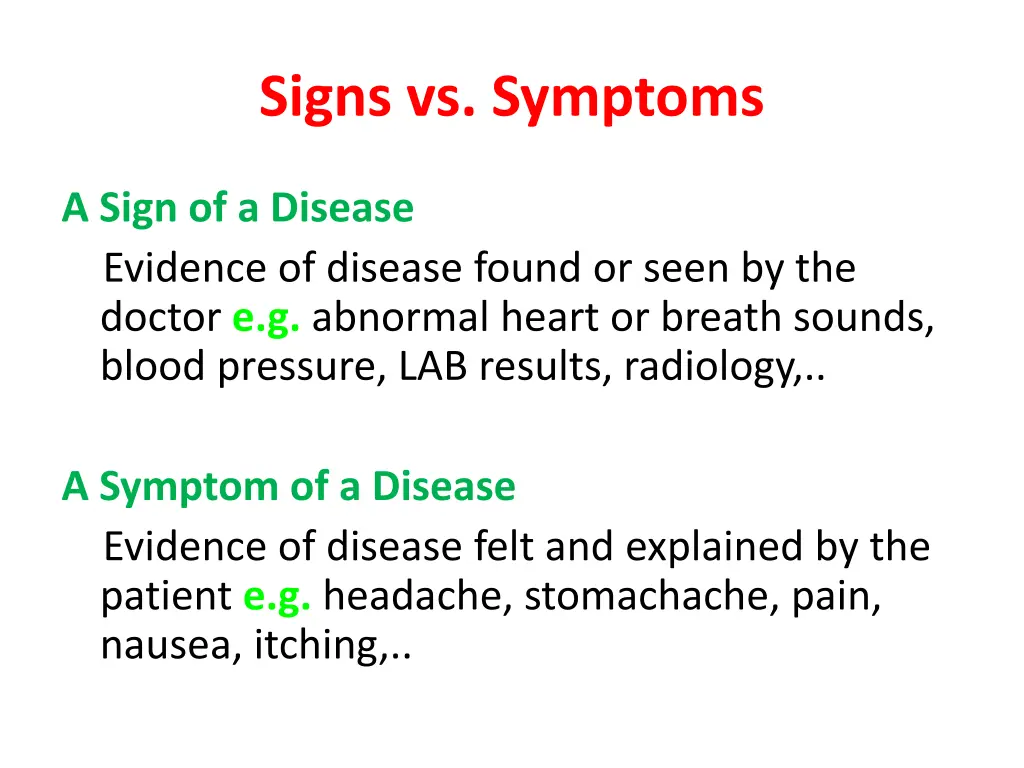 signs vs symptoms