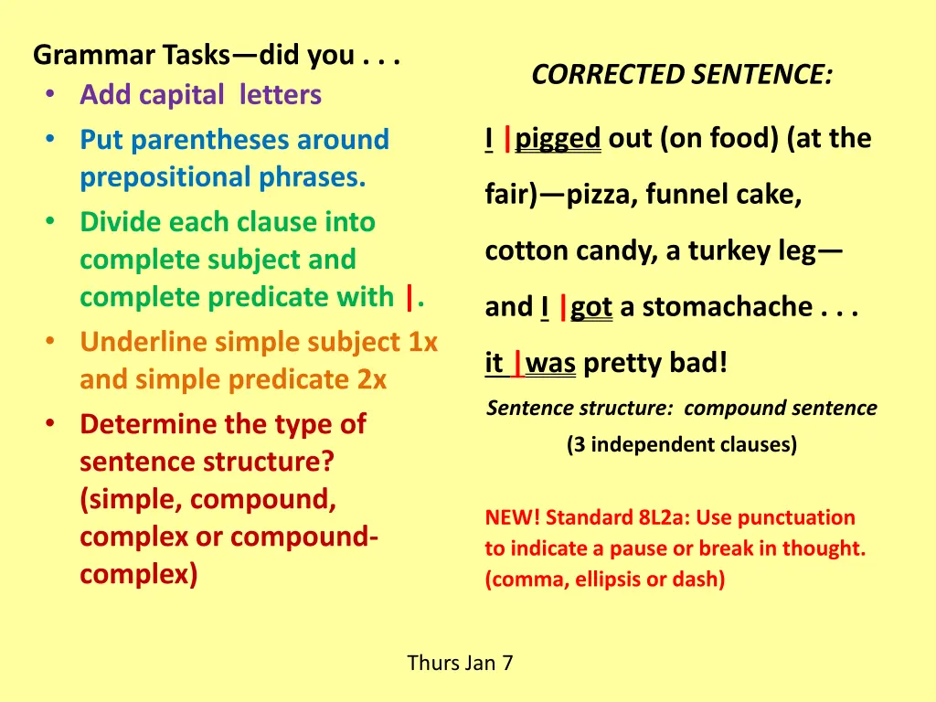 grammar tasks did you add capital letters