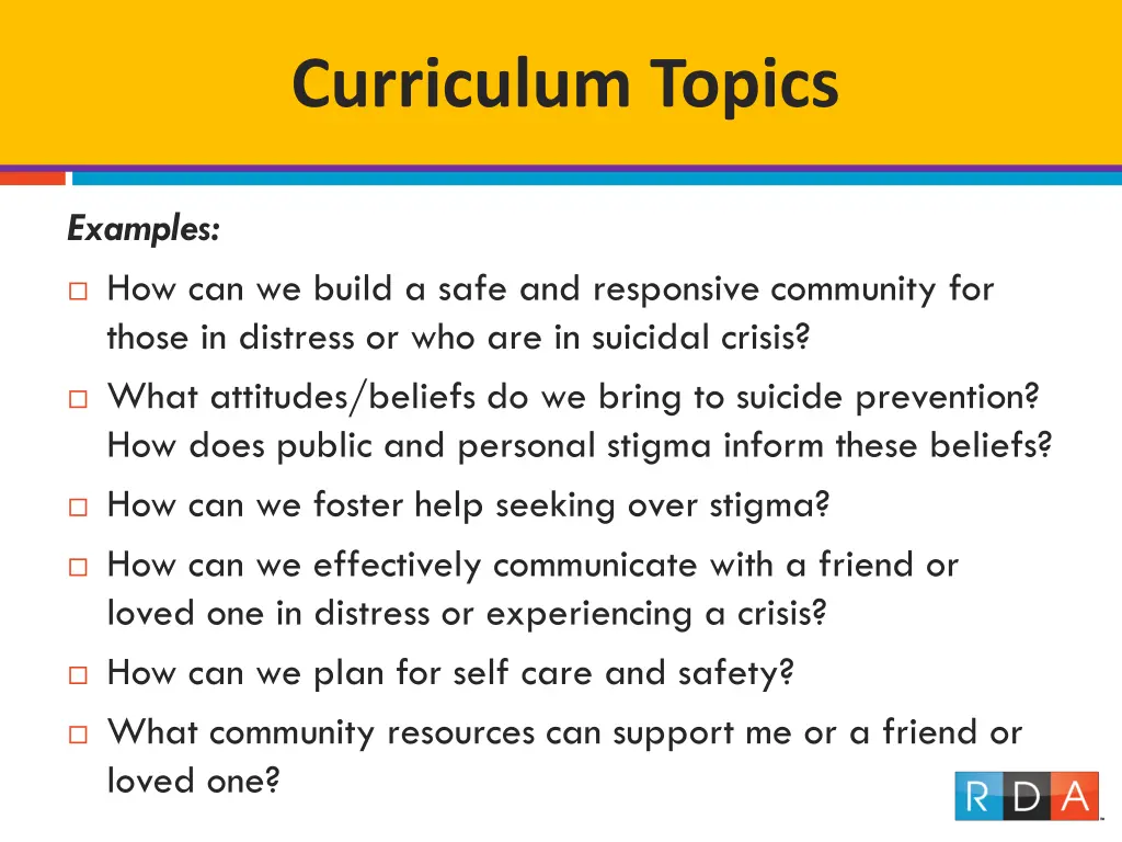 curriculum topics