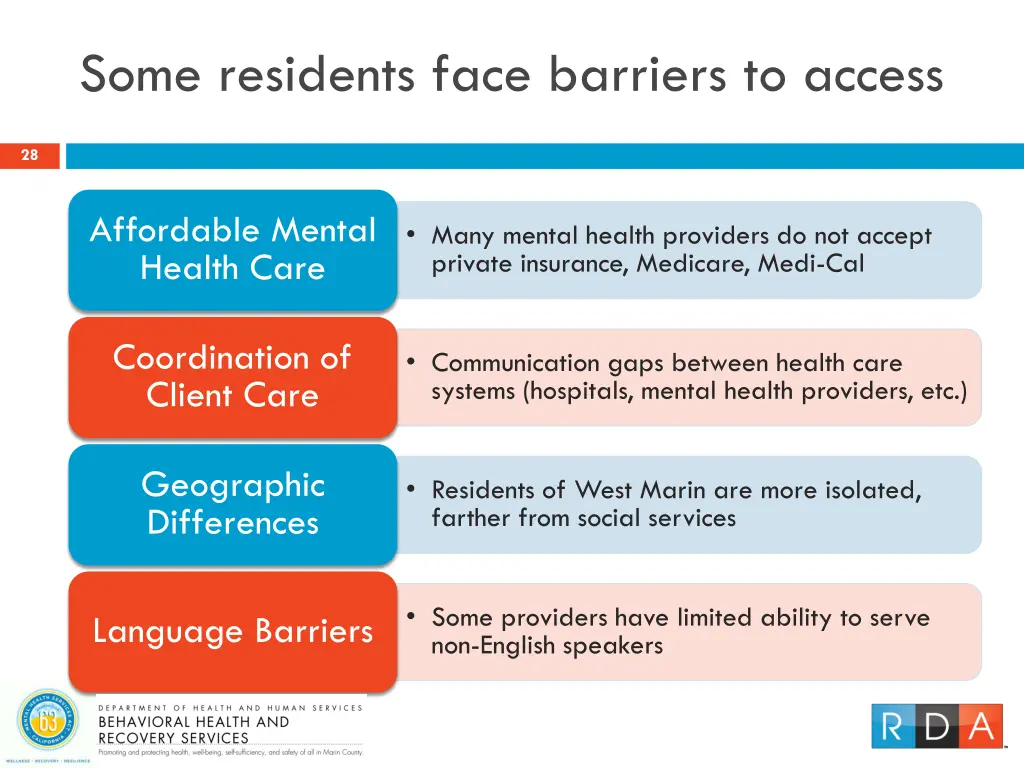 some residents face barriers to access