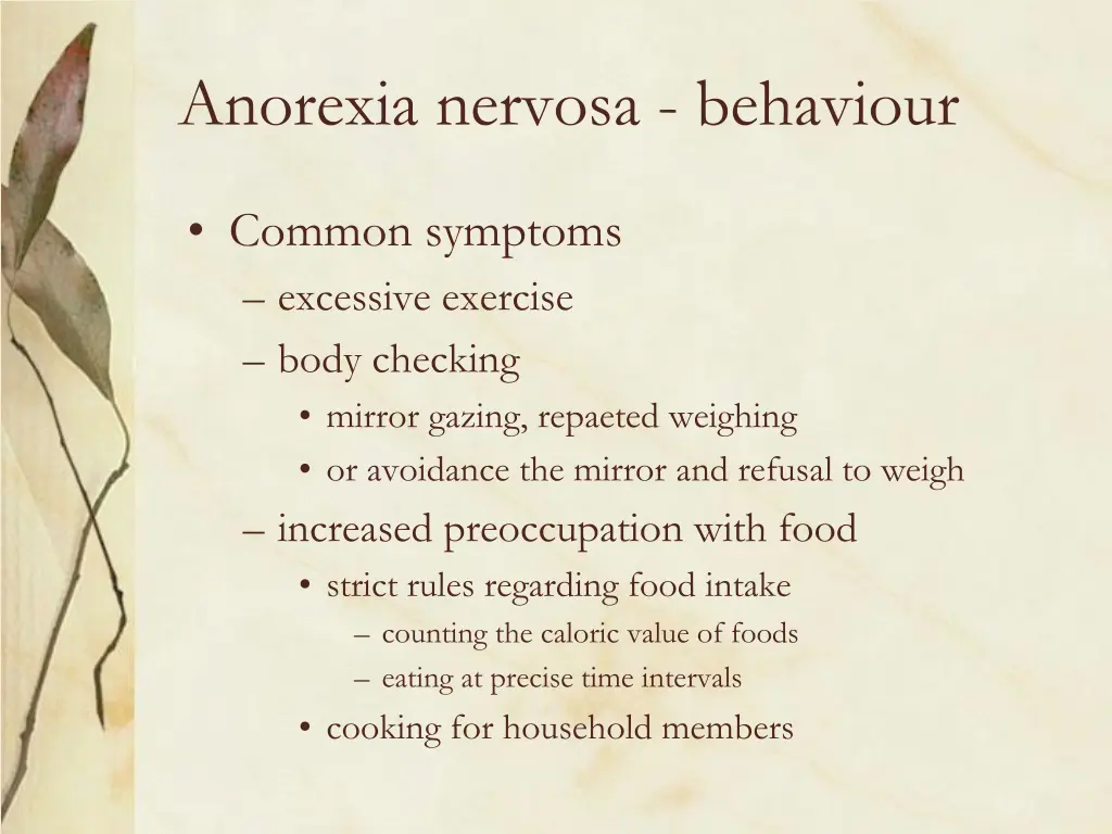 anorexia nervosa behaviour