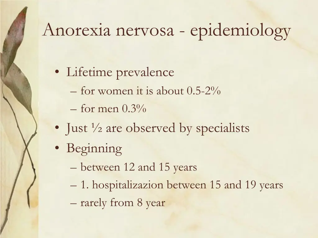 anorexia nervosa epidemiology