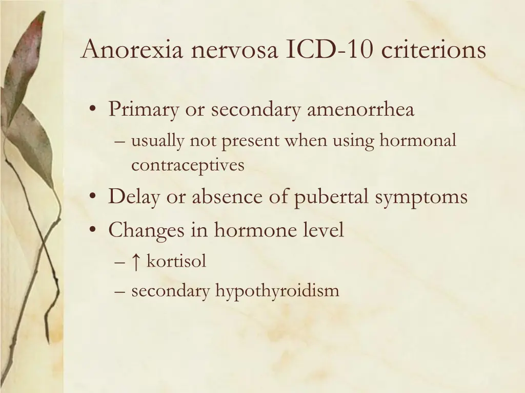 anorexia nervosa icd 10 criterions 2