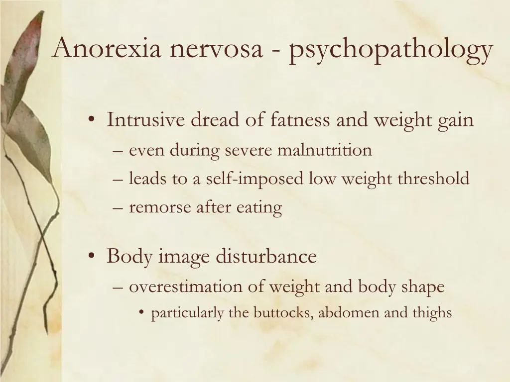 anorexia nervosa psychopathology