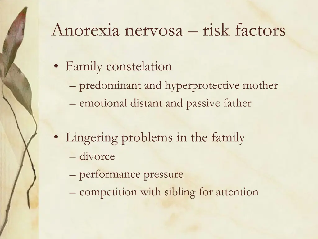 anorexia nervosa risk factors