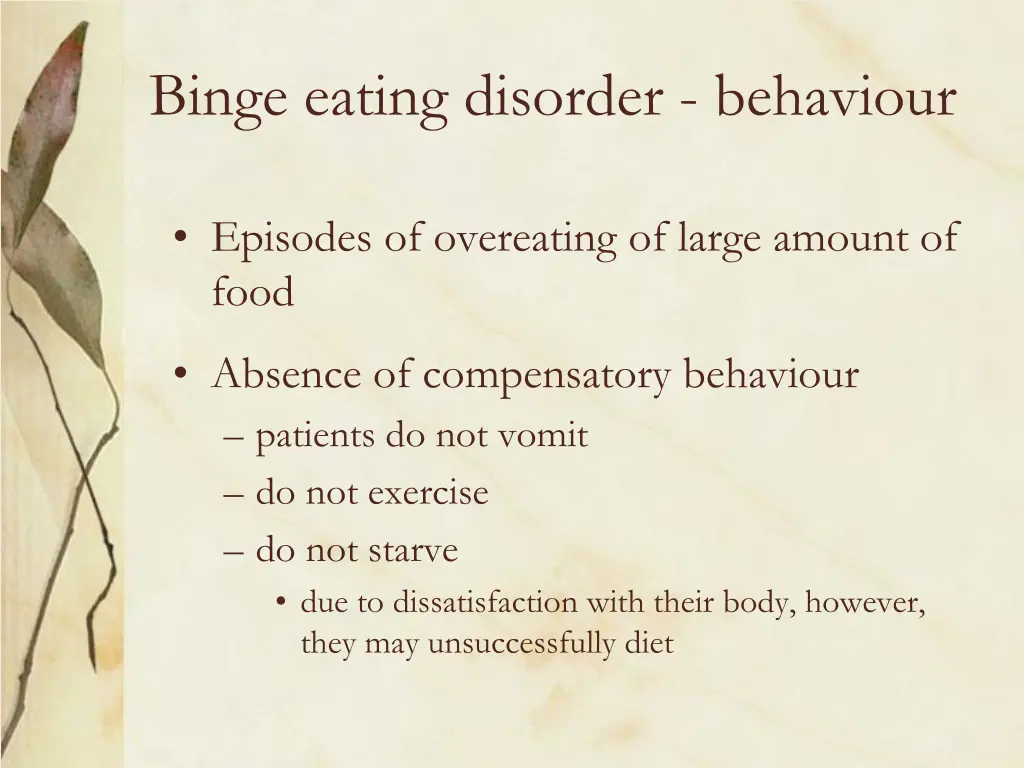 binge eating disorder behaviour