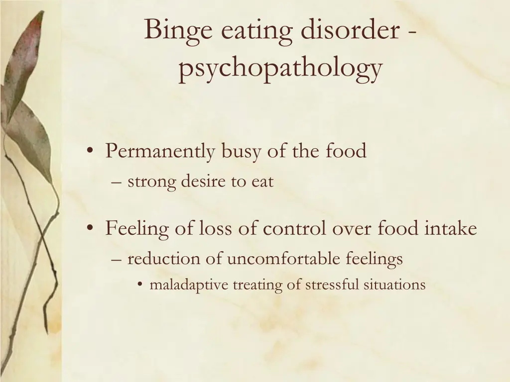 binge eating disorder psychopathology