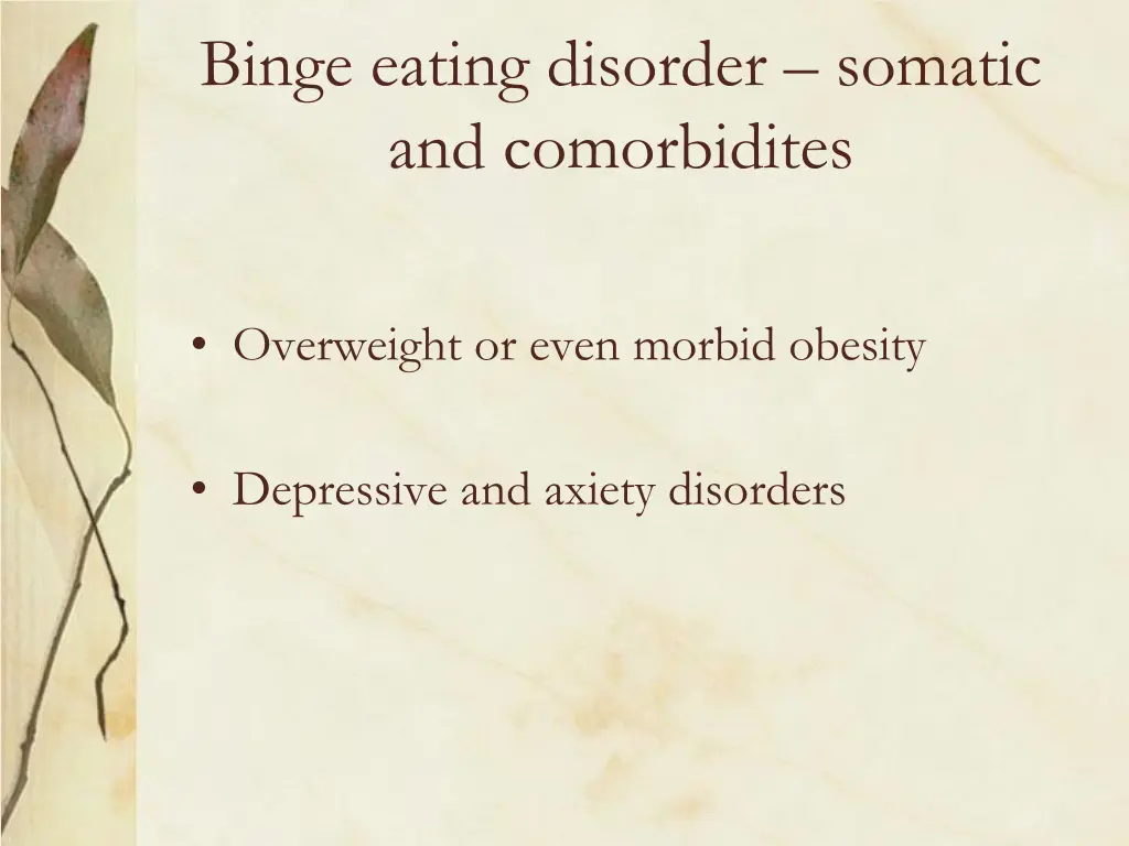 binge eating disorder somatic and comorbidites