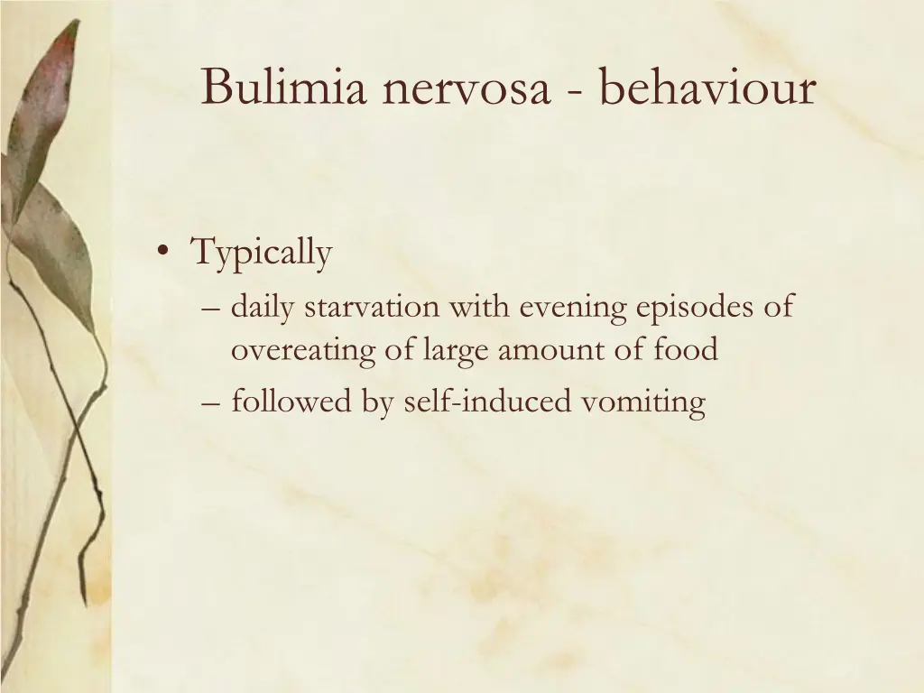 bulimia nervosa behaviour