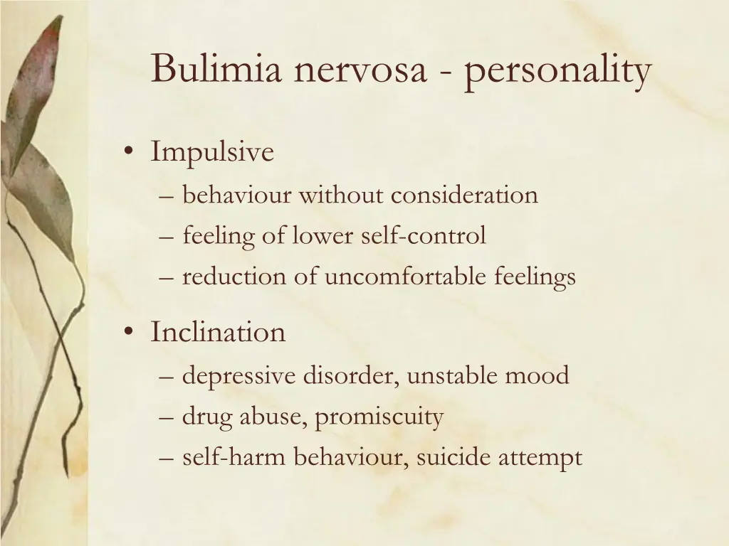 bulimia nervosa personality