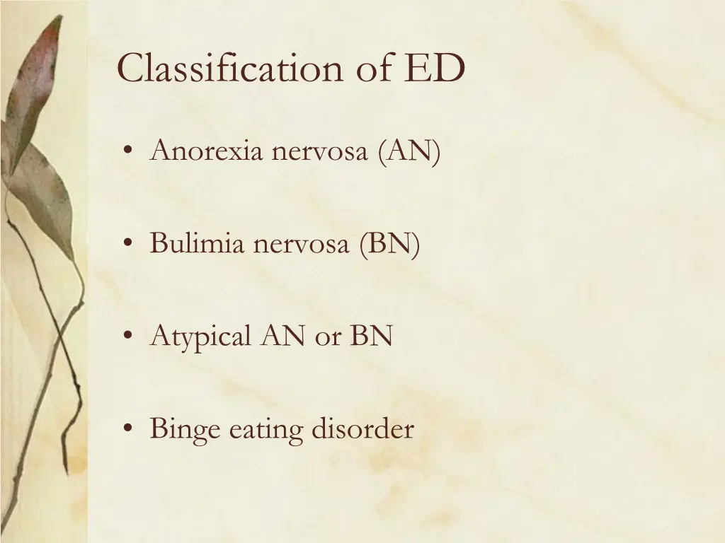 classification of ed