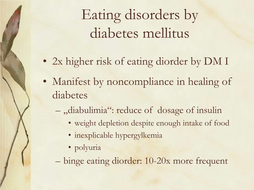 eating disorders by diabetes mellitus