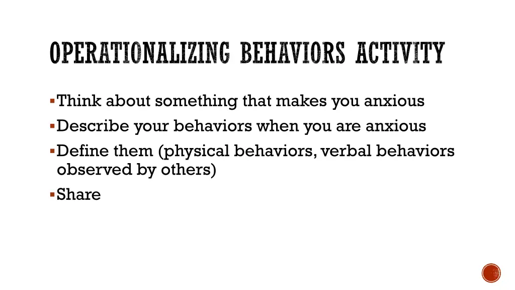 operationalizing behaviors activity