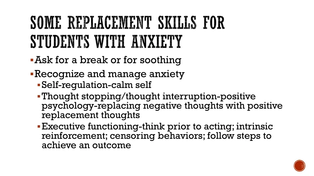 some replacement skills for students with anxiety