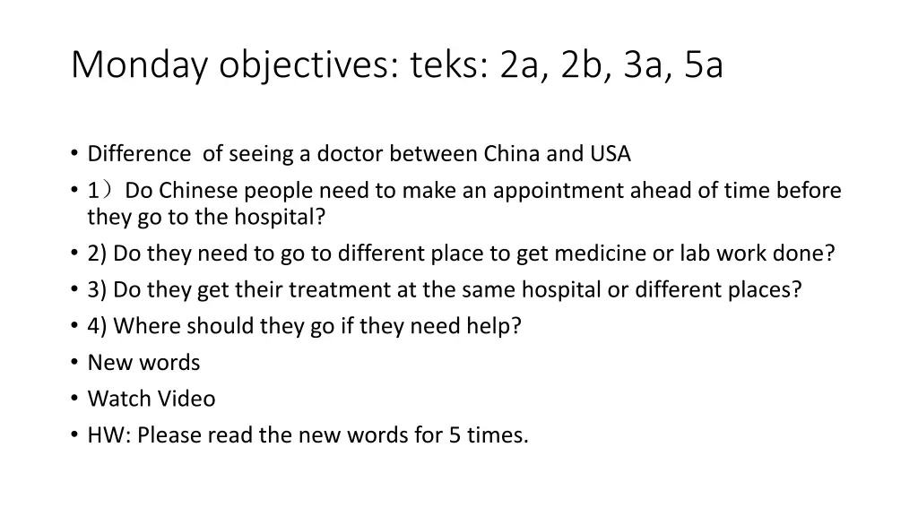 monday objectives teks 2a 2b 3a 5a