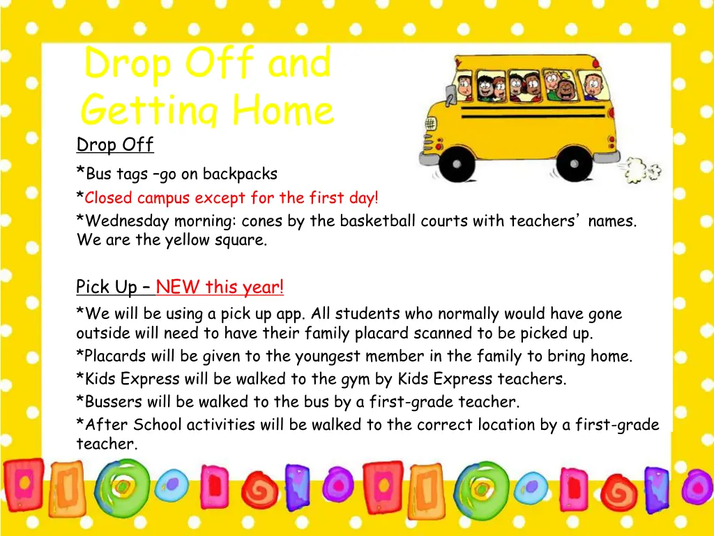 drop off and getting home drop off bus tags