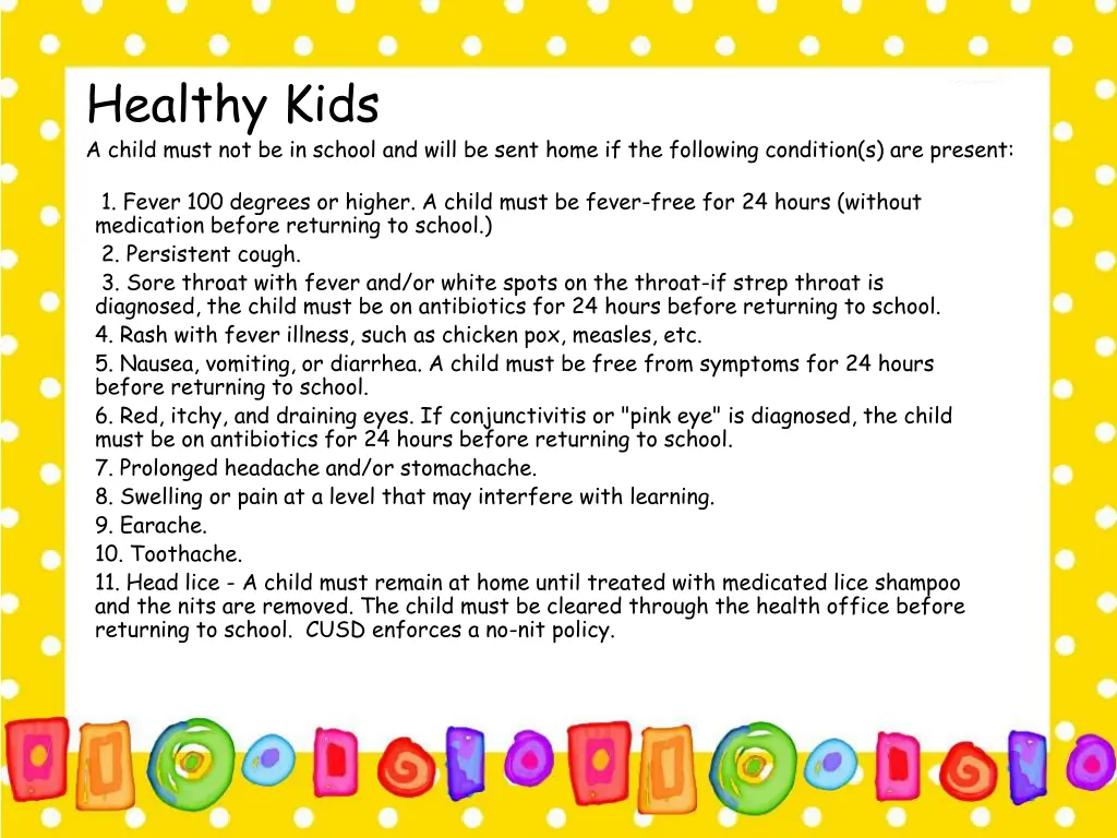 healthy kids a child must not be in school