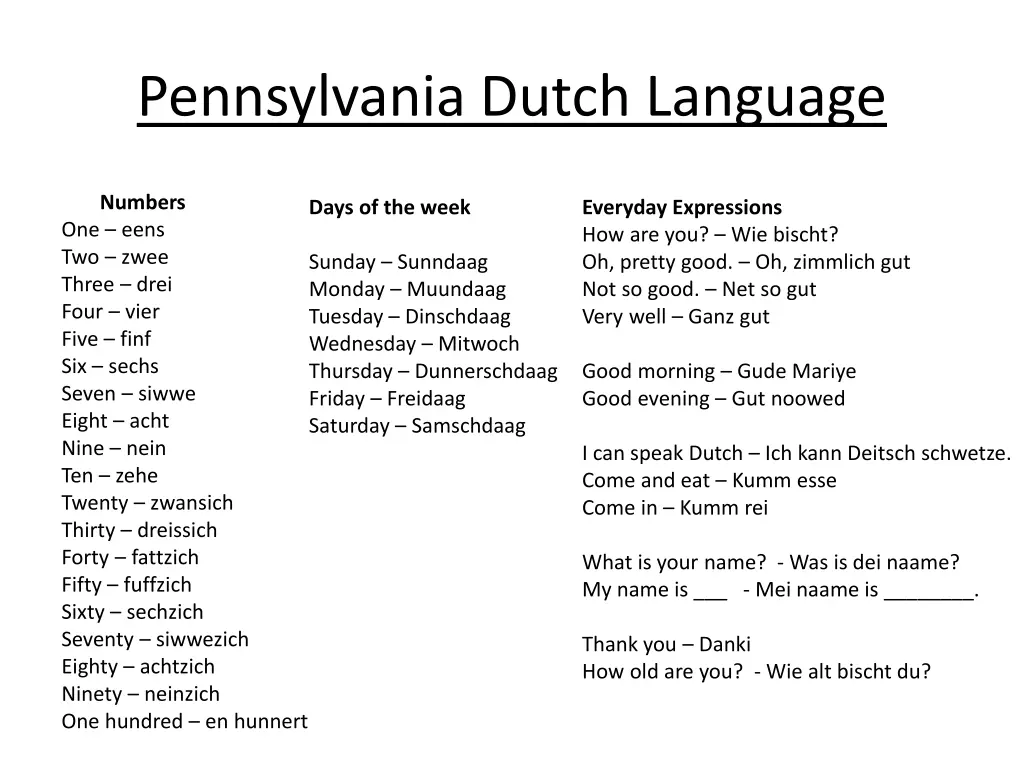 pennsylvania dutch language