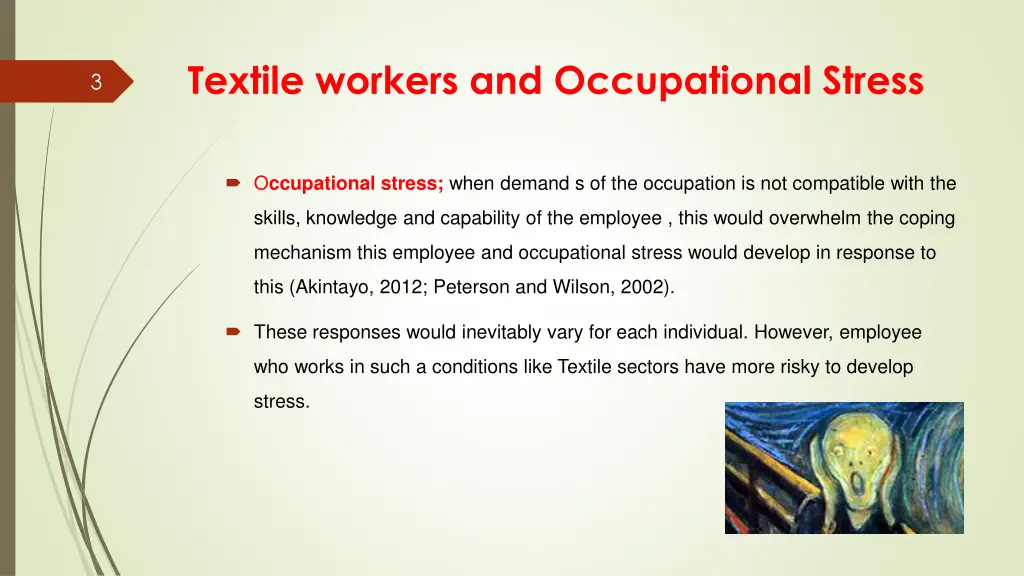 textile workers and occupational stress