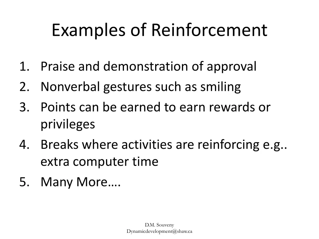 examples of reinforcement