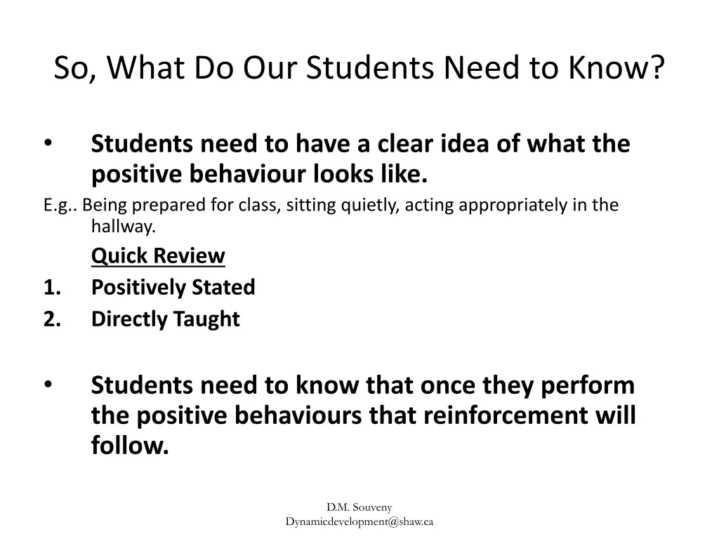 so what do our students need to know