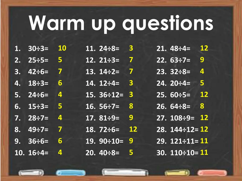 warm up questions