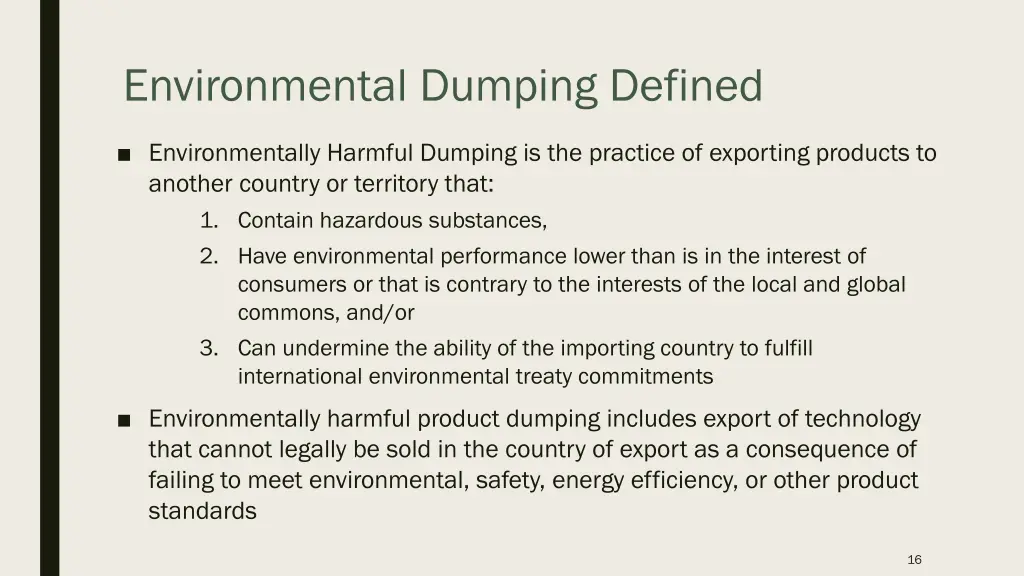 environmental dumping defined