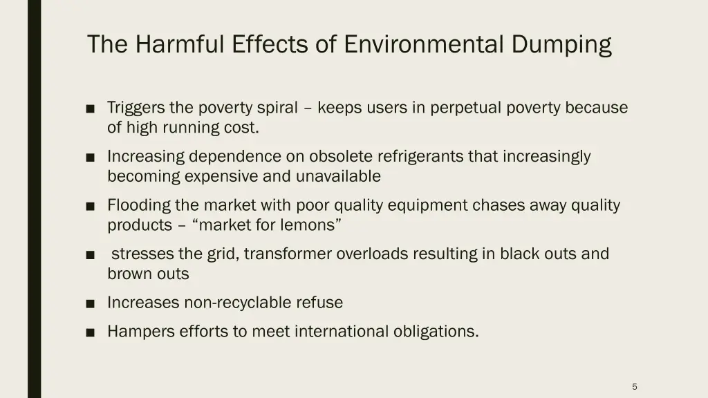 the harmful effects of environmental dumping