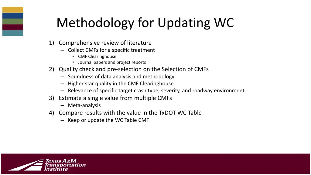 methodology for updating wc