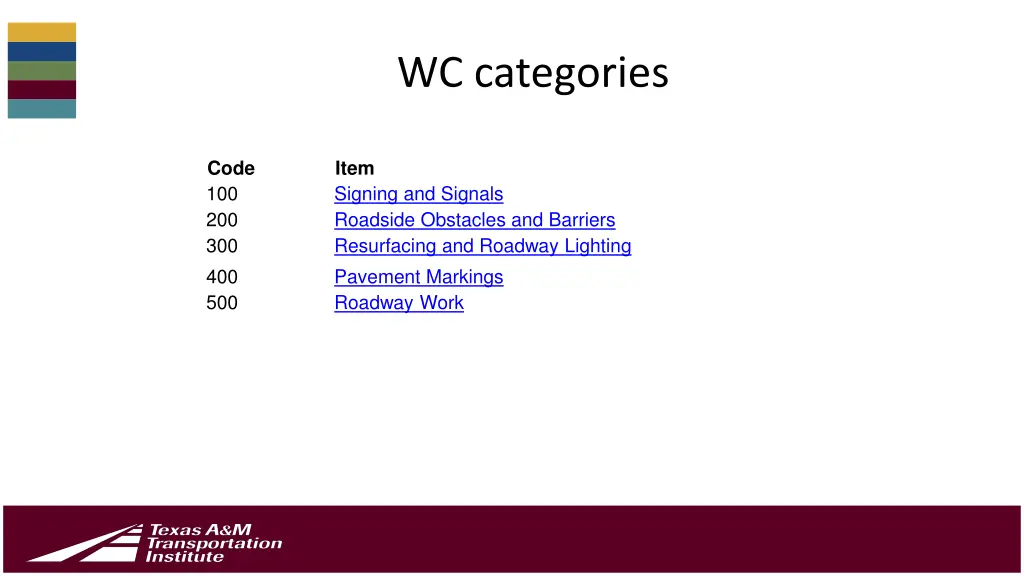 wc categories