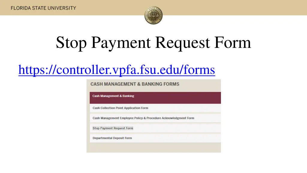 stop payment request form