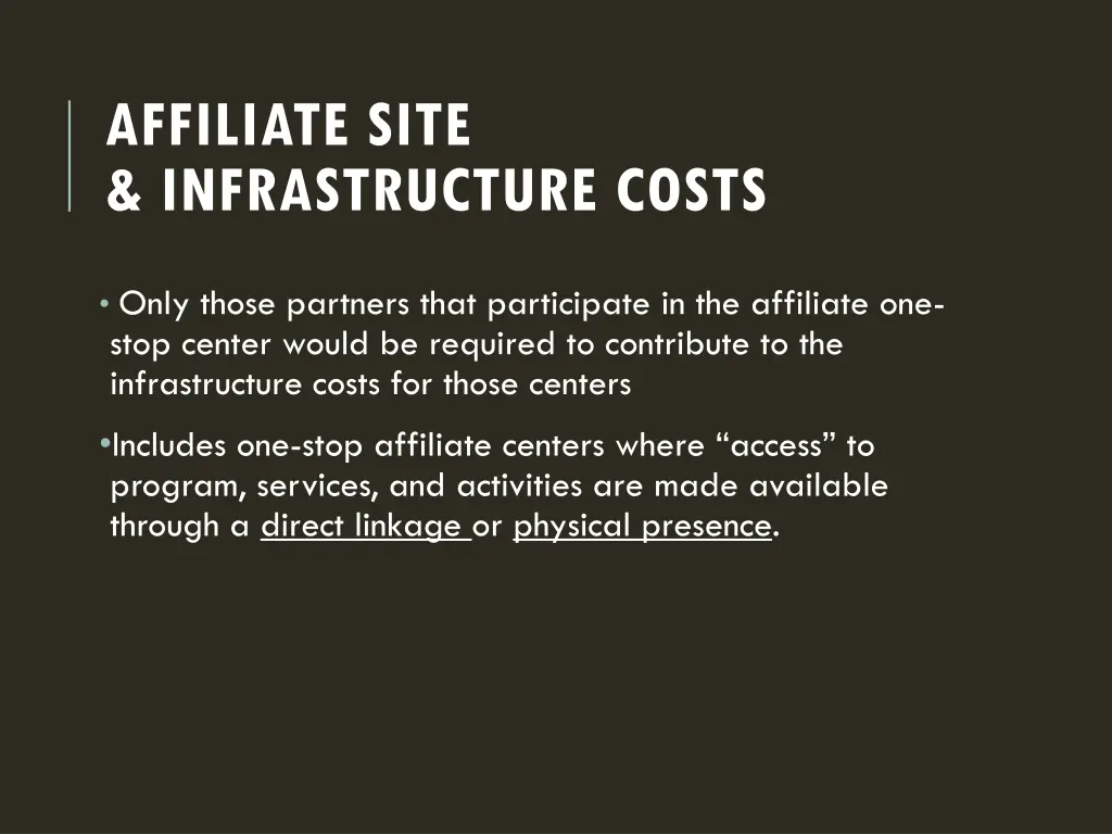 affiliate site infrastructure costs