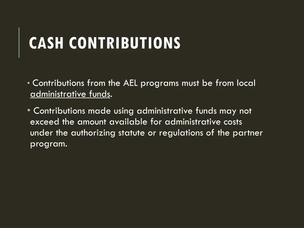 cash contributions