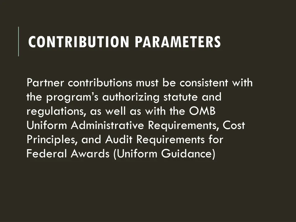 contribution parameters