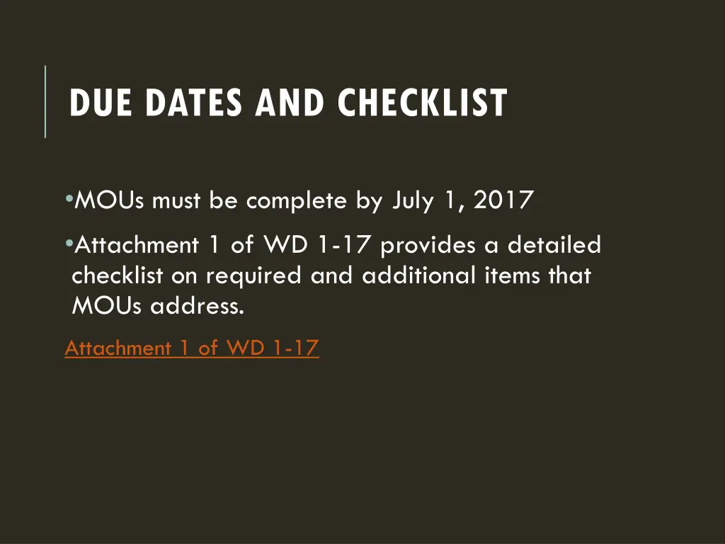 due dates and checklist