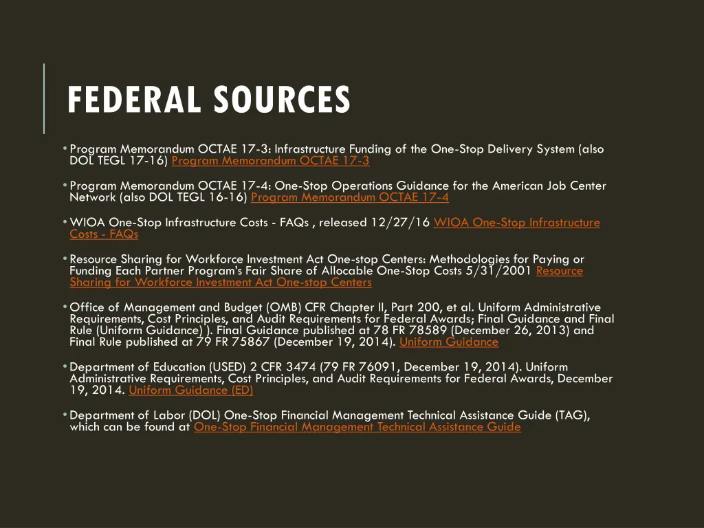 federal sources