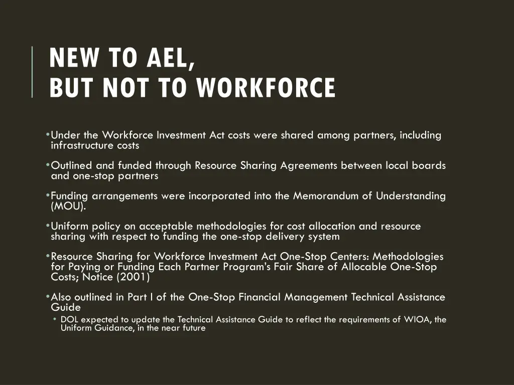 new to ael but not to workforce