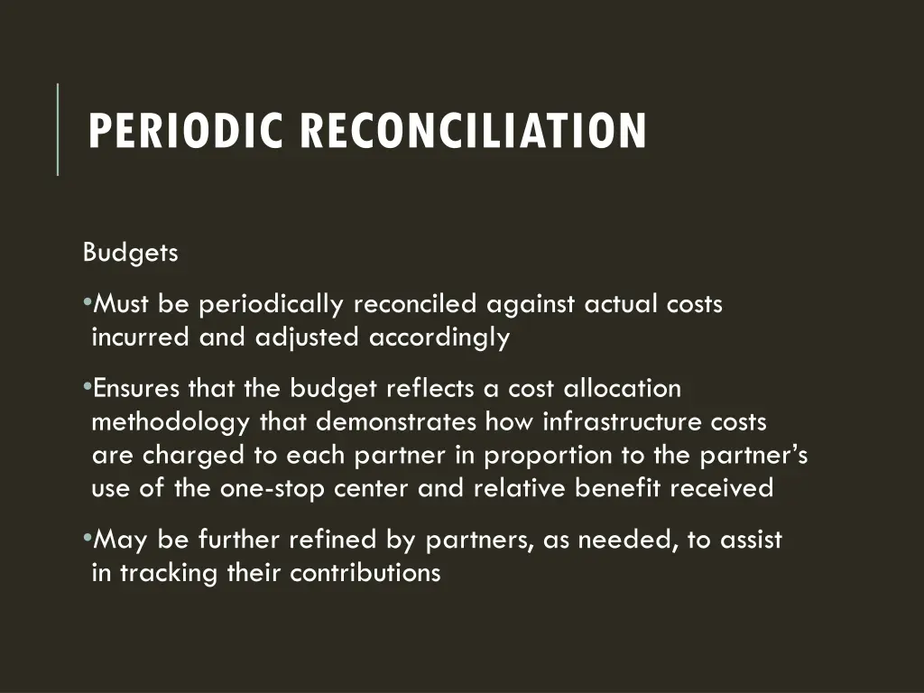 periodic reconciliation