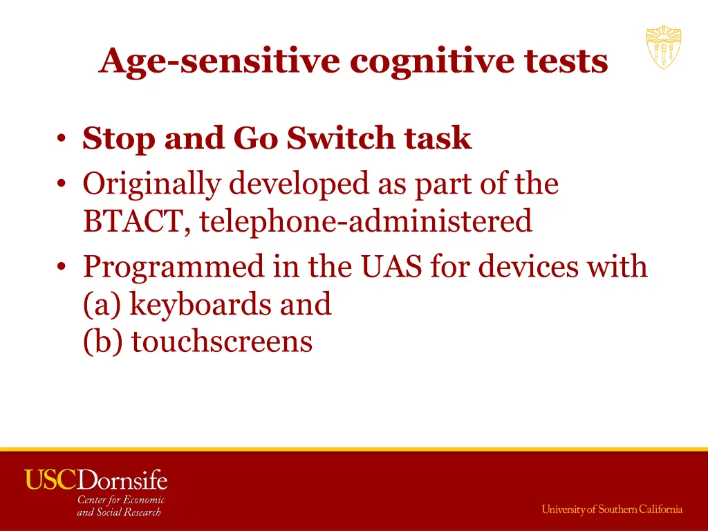 age sensitive cognitive tests