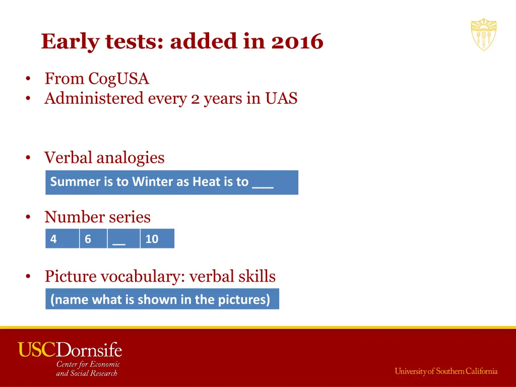 early tests added in 2016