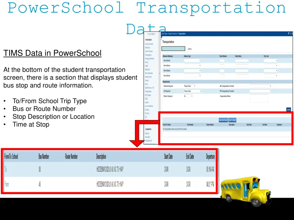 powerschool transportation data