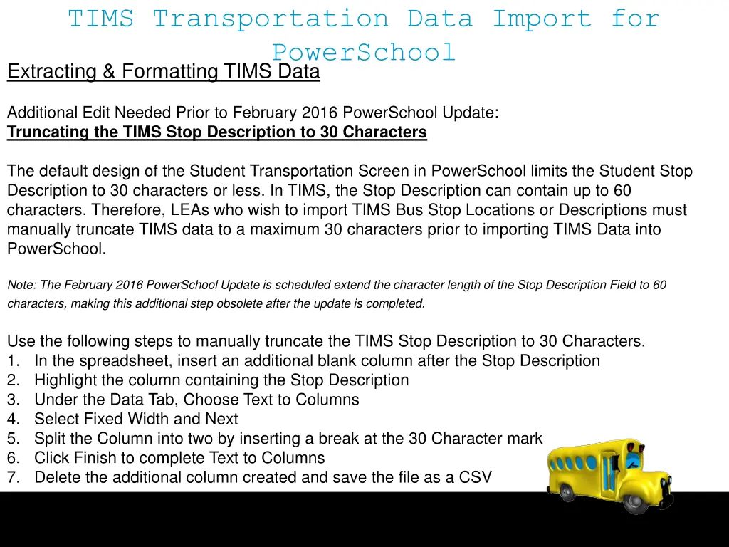 tims transportation data import for powerschool 10