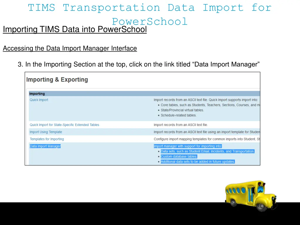 tims transportation data import for powerschool 24