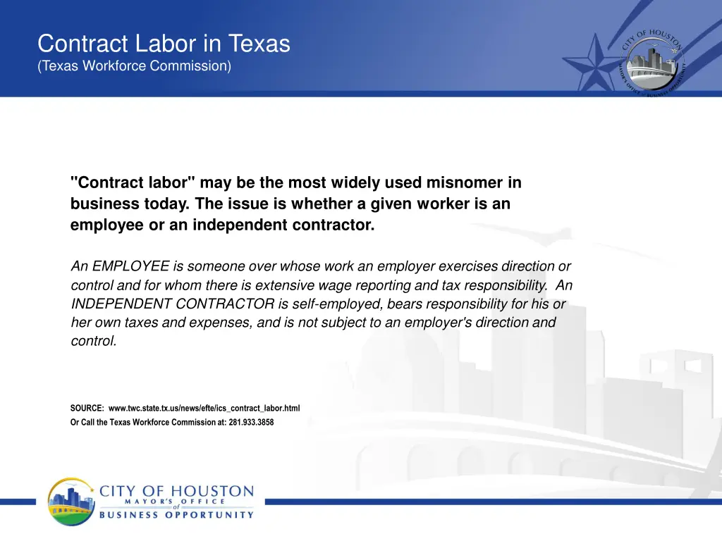 contract labor in texas texas workforce commission