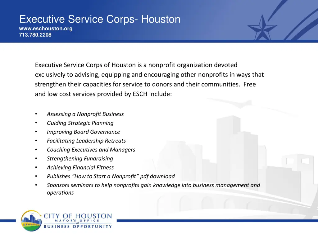 executive service corps houston www eschouston