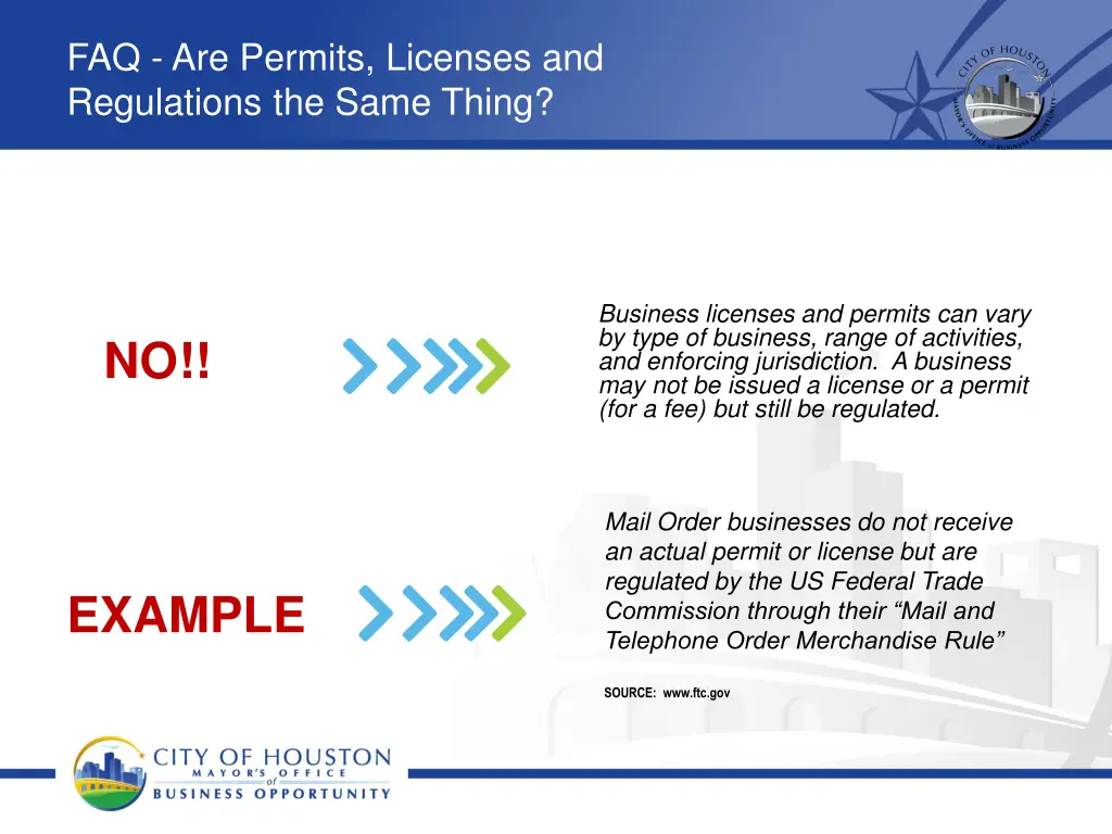 faq are permits licenses and regulations the same