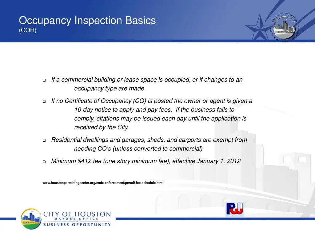 occupancy inspection basics coh